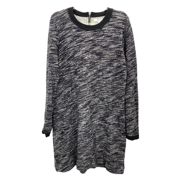 Madewell Size M Sweater‎ Dress Mini Knit Gray Black Crew Neck Long Sleeve Zip - Picture 1 of 7